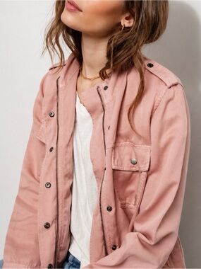 Revolve RAILS Rose Dust Linen Utility Field Jacket Size S